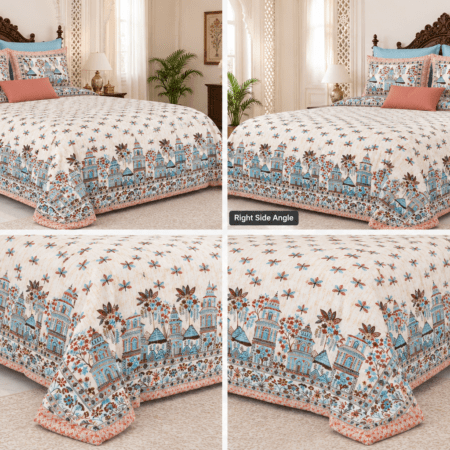 Pure Cotton 108×108 Inches King Size Bedsheet with 2 Pillow Covers