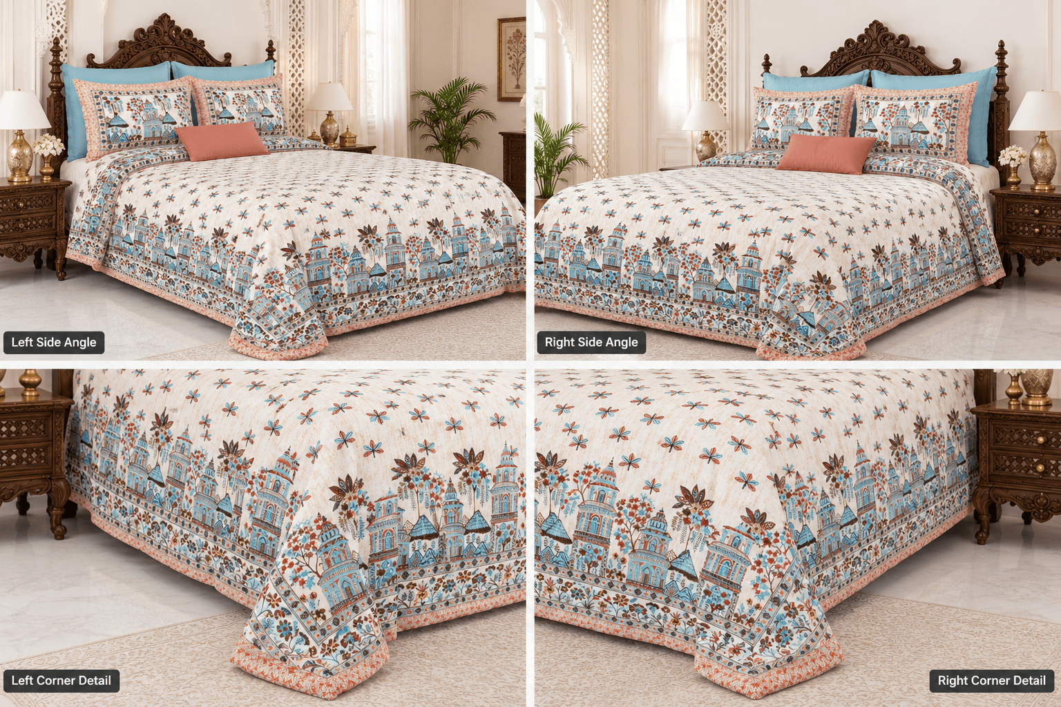 Pure Cotton 108x108 Inches King Size Bedsheet with 2 Pillow Covers - Image 2