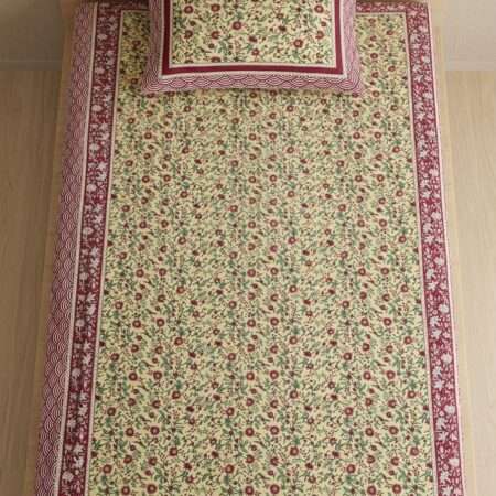 60×90 Cotton Single Bedsheet with 1 Pillow Cover