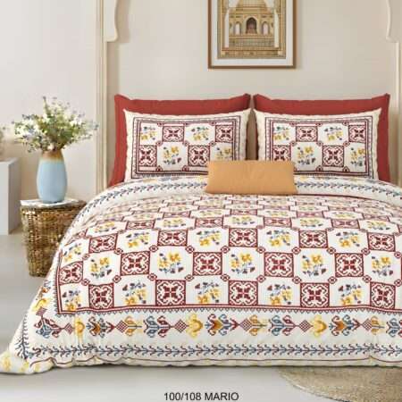 Double Bed Cotton Bedsheet 90×108 Inches | 2 Pillow Covers