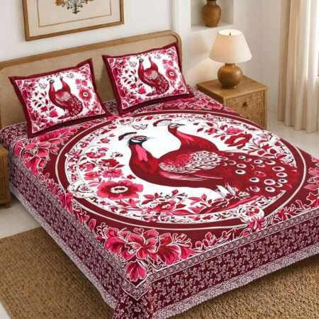 Double Bed Pure Cotton Bedsheet with 2 Pillow Covers