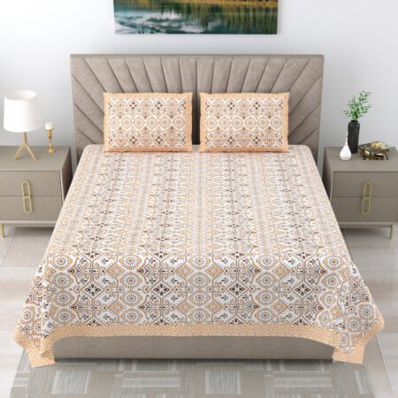 Pure Cotton Double Bed Sheet with 2 Pillow Covers