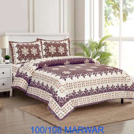 100×108 King Size Cotton Bedsheet | 2 Pillow Covers | Sharma Decoration