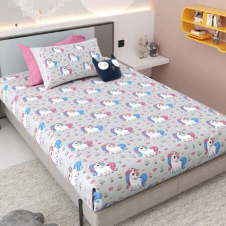 60×90″ Kids Cotton Single Bed Sheet with 1 Pillow Cover