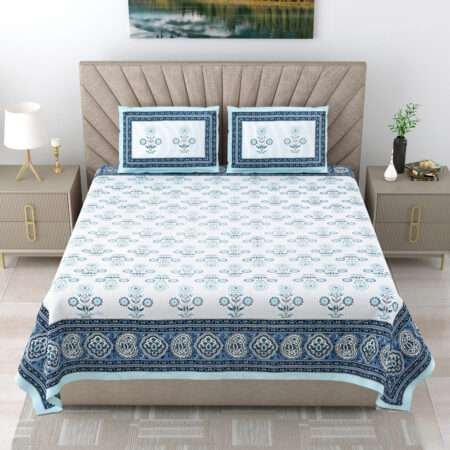 90×108 Queen Bedsheet with 2 Pillow Covers | Pure Cotton
