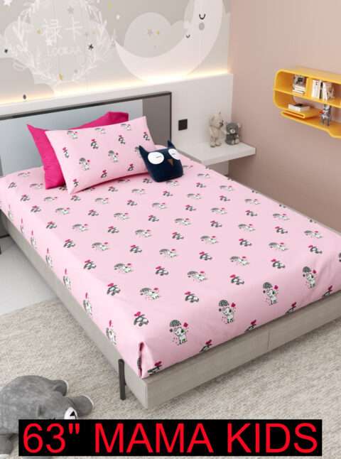Kids Cotton Single Bed Sheet 60x90 Inches + 1 Pillow Cover