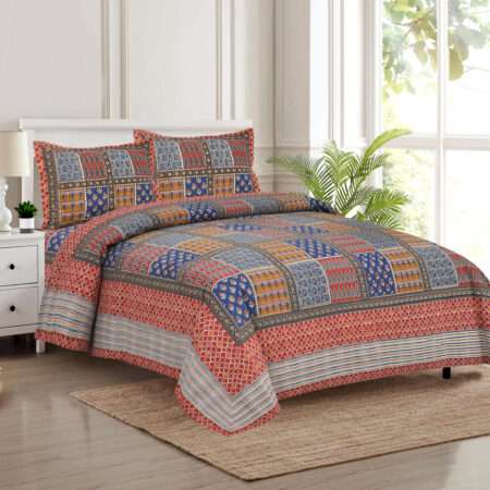 100×108″ Autoloom Cotton King Size Bedsheet with 2 Pillow Covers