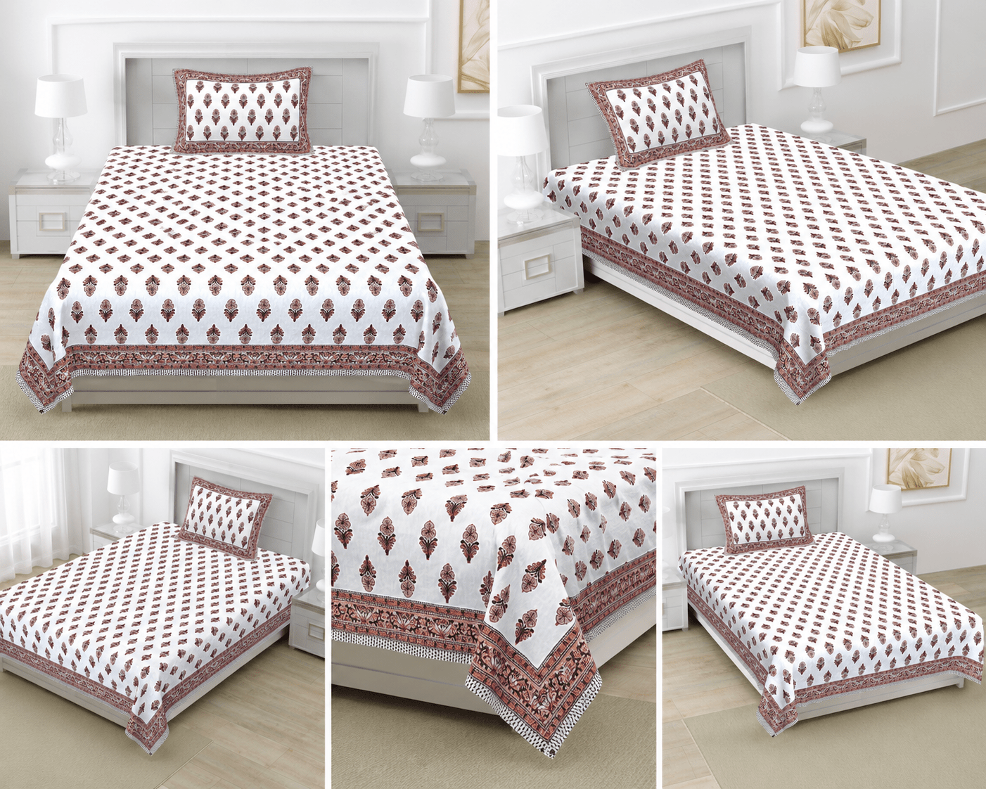 Jaipuri Single Bedsheet Pure Cotton 60x90 Inches | 1 Pillow Cover | Cotton Single Bedsheet - Image 2