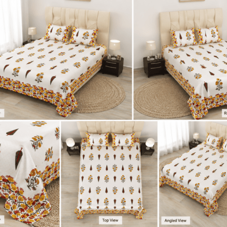 90×108 Double Bedsheet | Pure Cotton Double Bed Sheet | 2 Pillow Covers
