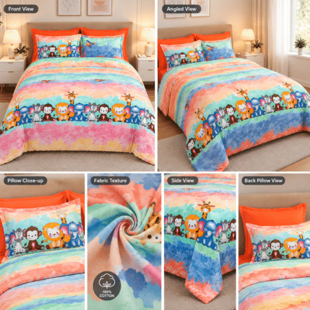 Kids Bedsheets King Size | 2 Pillow Covers | 108×108 Inches