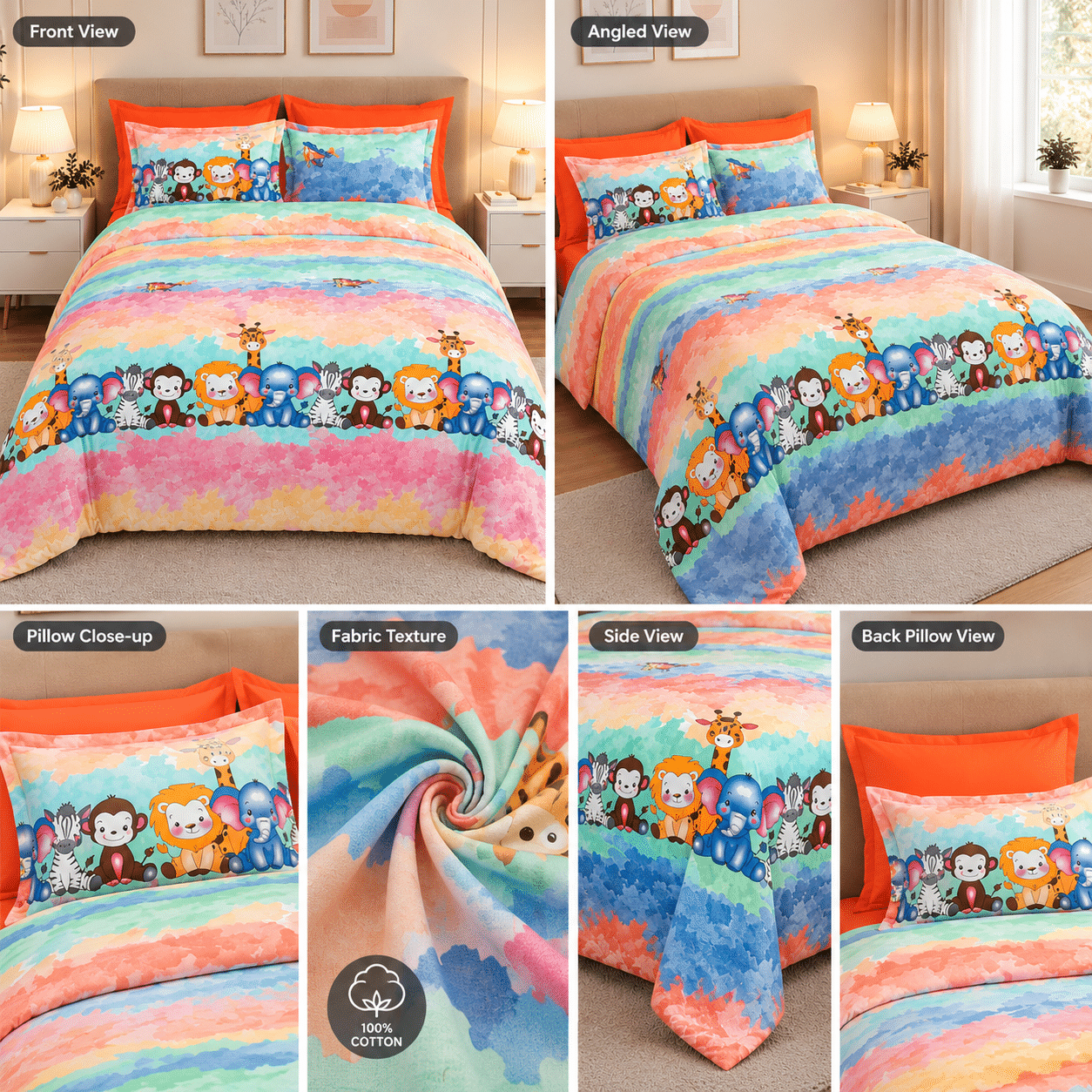 Kids Bedsheets King Size | 2 Pillow Covers | 108x108 Inches - Image 4