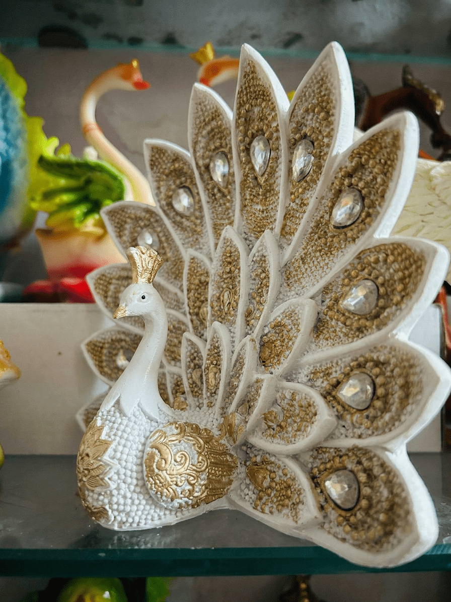 Beautiful White Peacock Decorative 8 by 6 Inch | Polyresin Peacock for Home Decoration - Image 2