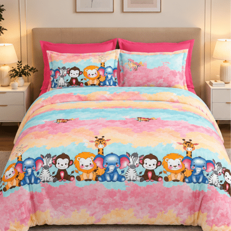 Kids Bedsheets King Size | 2 Pillow Covers | 108×108 Inches
