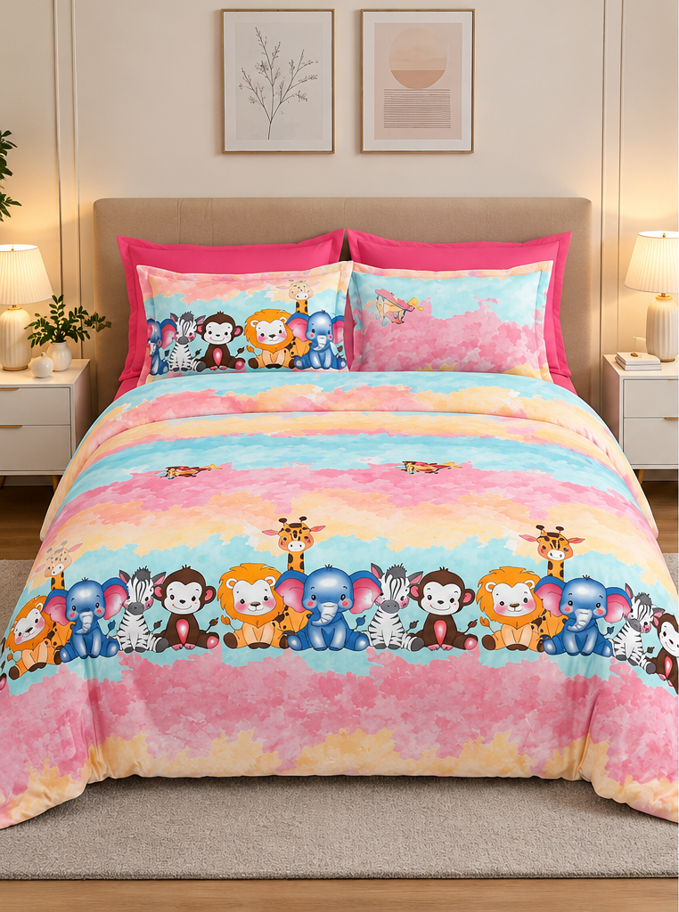 Kids Bedsheets King Size | 2 Pillow Covers | 108x108 Inches