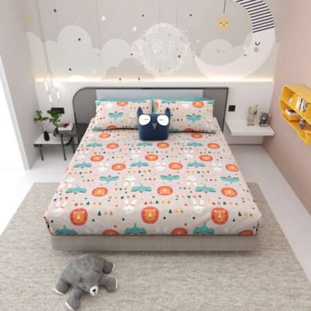 Kids Cotton King Size Bedsheet | 2 Pillow Covers | 100×108 Inches | 8.5×9 Feet