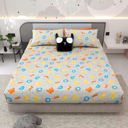 100×108 Kids Cotton King Size Bed Sheet with 2 Pillow Covers
