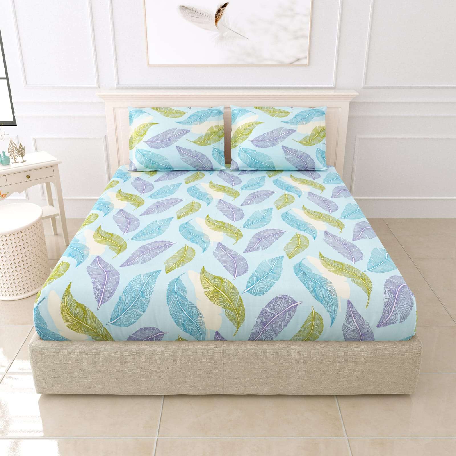 9x9 ft King Size Bedsheet | Glace Cotton | Sharma Decoration