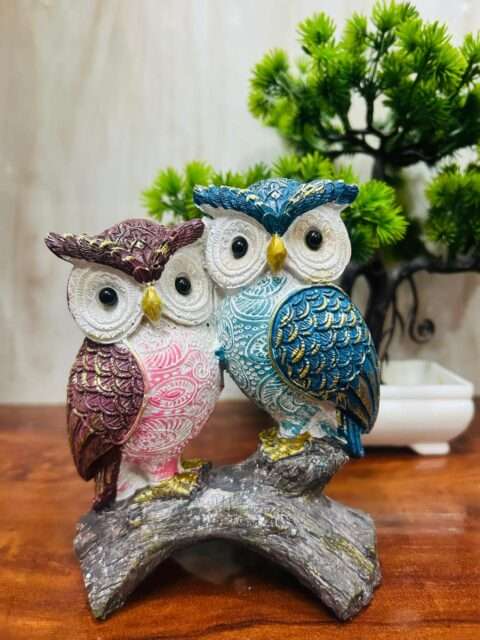 Owl Pair for Home Decoration - Diwali Gift - Owl Couple - Polyresin - Image 2