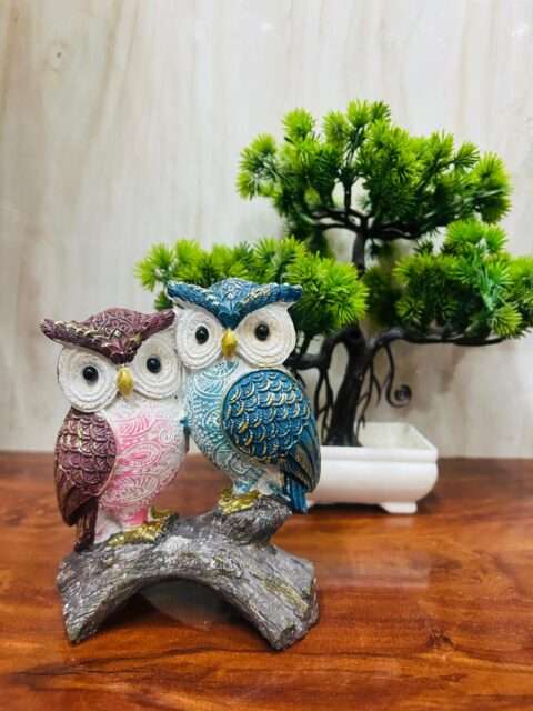 Owl Pair for Home Decoration - Diwali Gift - Owl Couple - Polyresin