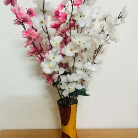 2 Set of Blossom Flowers with Wooden Pot