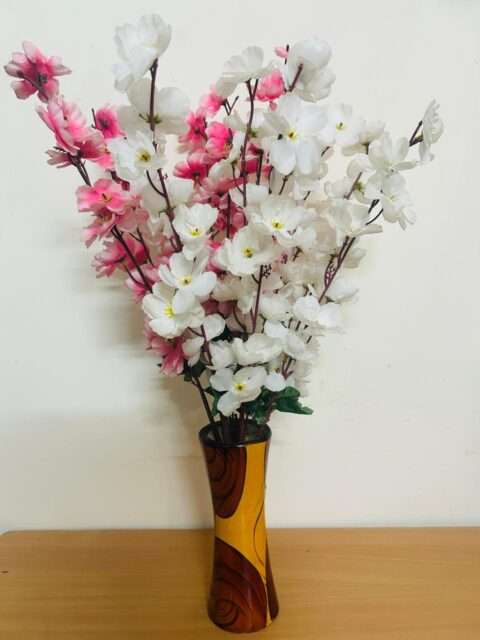 2 Set of Blossom Flowers with Wooden Pot - Image 2