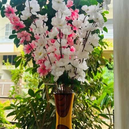 2 Set of Blossom Flowers with Wooden Pot