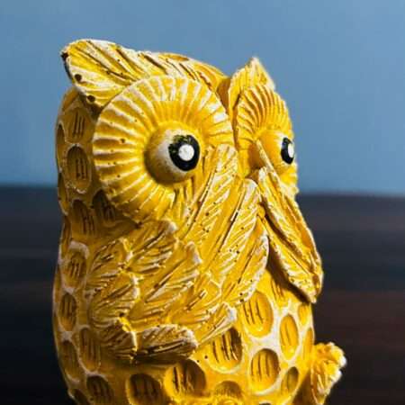 3 Piece Owl Showpiece Set Yellow Polyresin Home Decor Gift