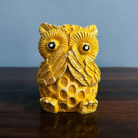 3 Piece Owl Showpiece Set Yellow Polyresin Home Decor Gift