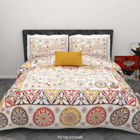 70×100 Inches Pure Cotton Bedsheet for Diwan Bed | 2 Pillow Covers