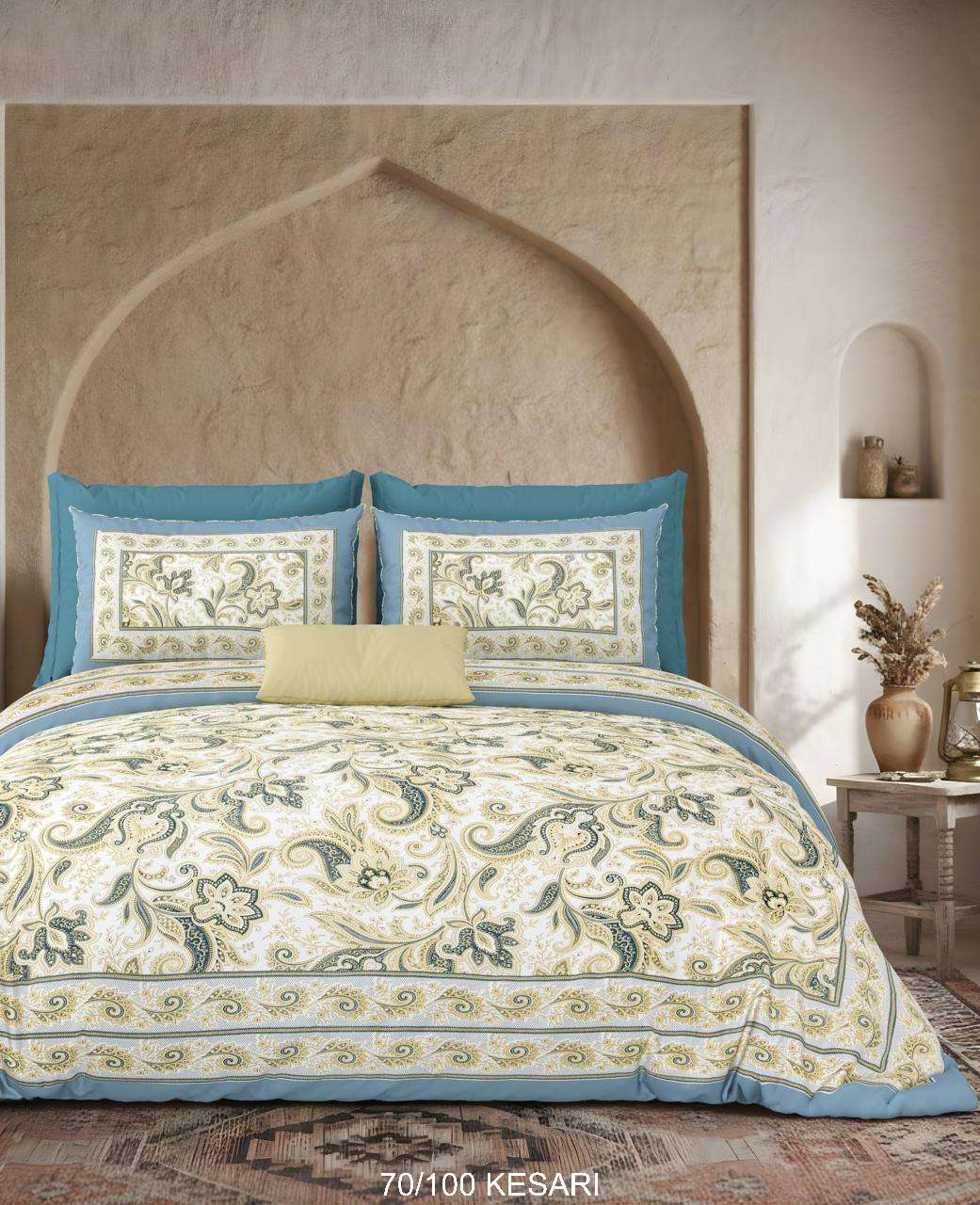 70"x100" Pure Cotton Diwan Bedsheet with 2 Pillow Covers