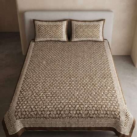 70×100 Pure Cotton Diwan Bedsheet with 2 Pillow Covers