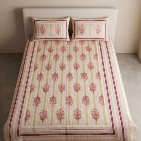 Pure Cotton Diwan Bedsheet with 2 Pillow Covers