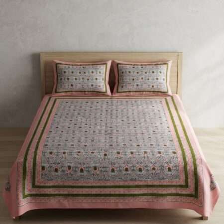 70×100 Pure Cotton Bedsheet for Diwan Bed | 2 Pillow Covers