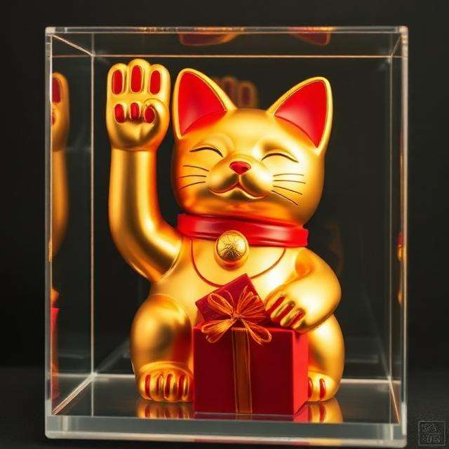 Golden Cat for Home Decoration - Solar Cat Gift - Image 2