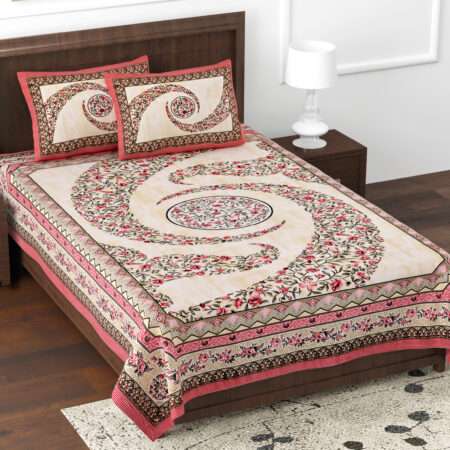 70×100 Pure Cotton Bedsheet for Diwan Bed | 2 Pillow Covers