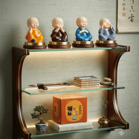 4 Pieces Cute Baby Buddha Statue Set | Decorative Mini Buddha Showpieces for Home & Office Decor