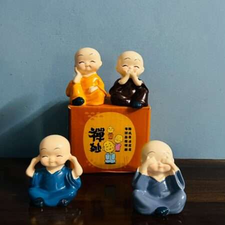 4 Pieces Cute Baby Buddha Statue Set | Decorative Mini Buddha Showpieces for Home & Office Decor