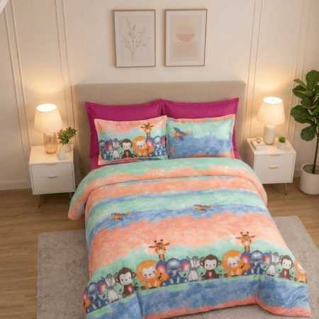 Kids Cotton King Size Bedsheet | 2 Pillow Covers | 108×108 Inches