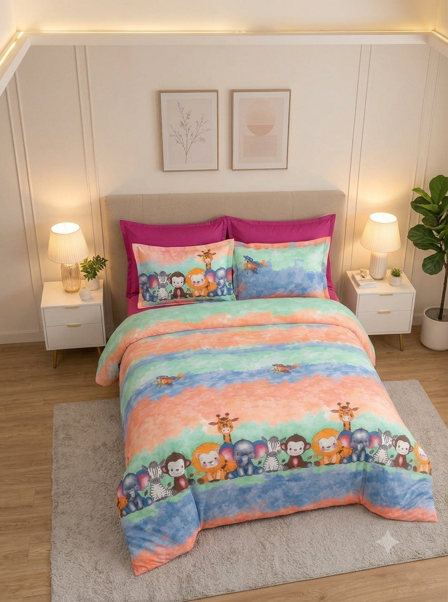 Kids Cotton King Size Bedsheet | 2 Pillow Covers | 108x108 Inches - Image 3