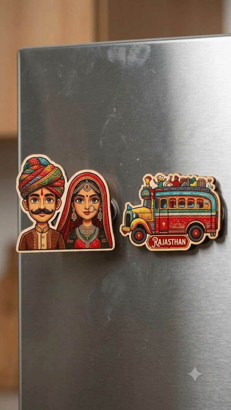 Jaipur & Rajasthan Fridge Magnet Set of 2 | Rajasthan Souvenir Magnets - Image 2