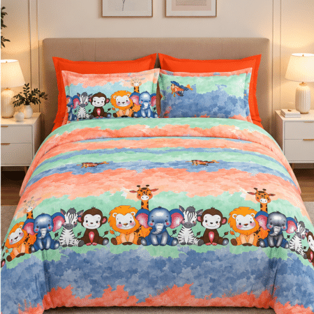 Kids Cotton King Size Bedsheet | 2 Pillow Covers | 108×108 Inches
