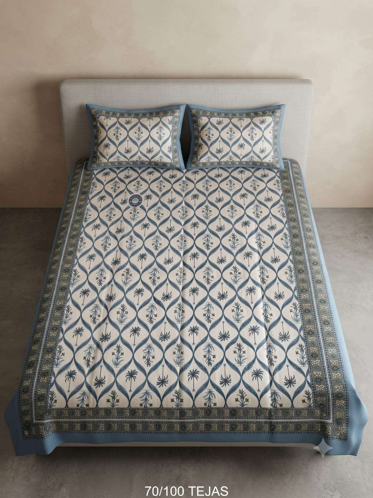Pure Cotton Diwan Bedsheet 70x100 Inches with 2 Pillow Covers